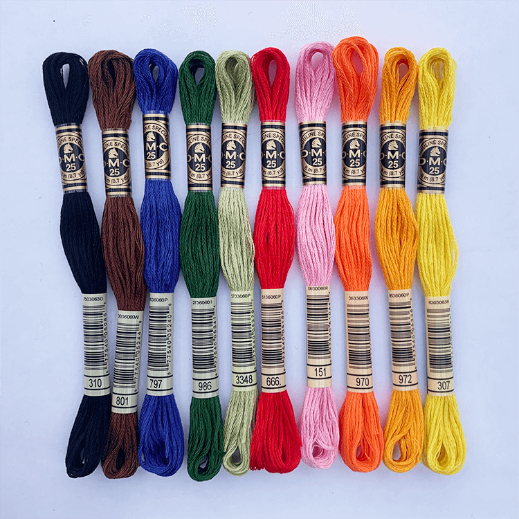 10 farver DMC broderigarn - Rainbow Baby