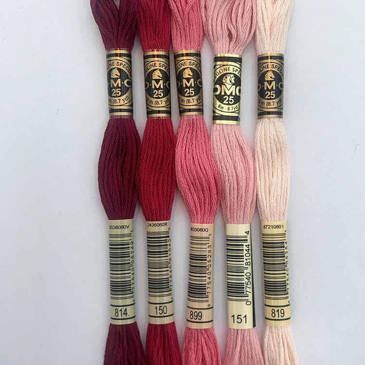 DMC broderigarn - 5 rosa nuancer